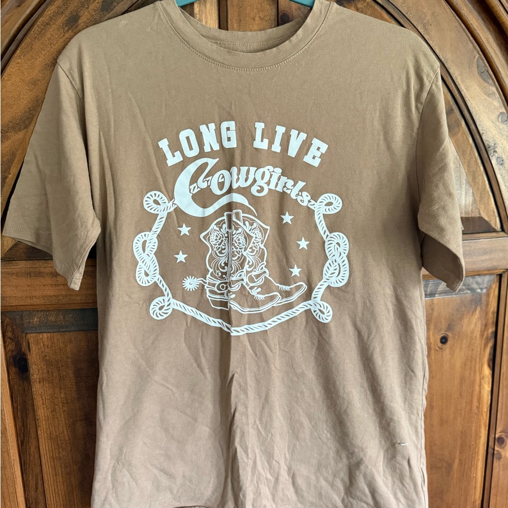 Brown 'Long Live Cowgirls' Short Sleeve Tee